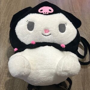 Sanrio Kuromi Plush Backpack - Black, White & Pink